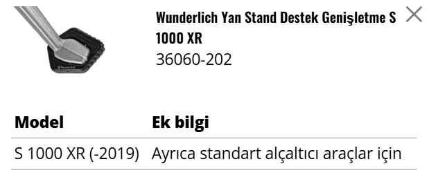 Wunderlich 2019 Öncesi S1000XR Yan Ayak Genişletme