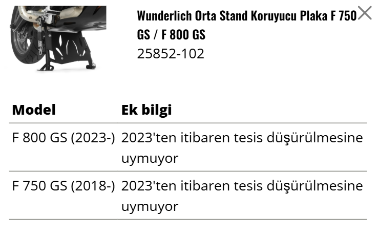 Wunderlich BMW F750/800GS Orta Sehpa Koruma