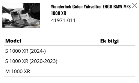Wunderlich BMW S/M1000XR Gidon Yükseltici ERGO - Siyah