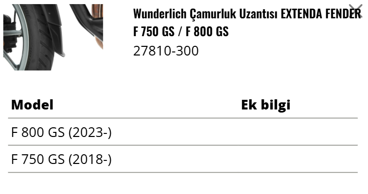 Wunderlich BMW F750/800GS Ön Çamurluk Uzatma